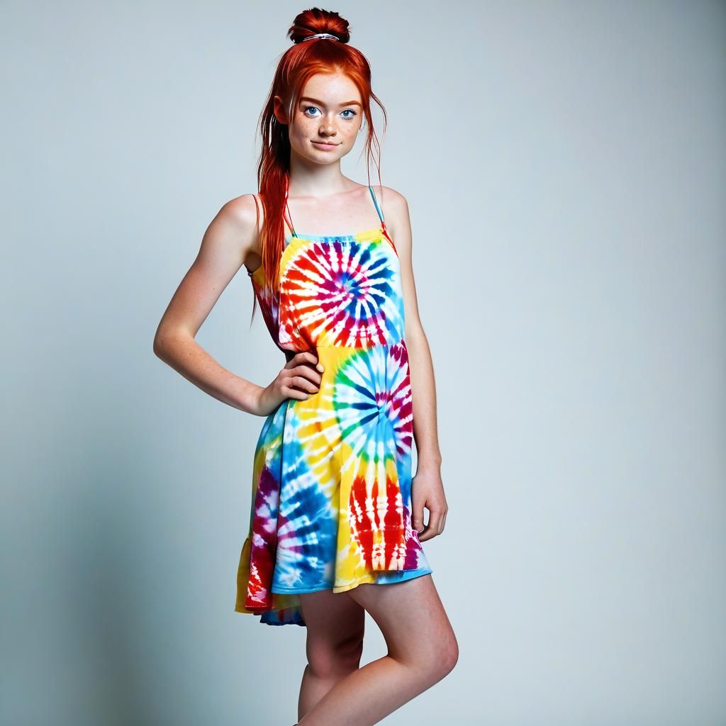 Woman in Tie Dye Dress: Professional Portrait