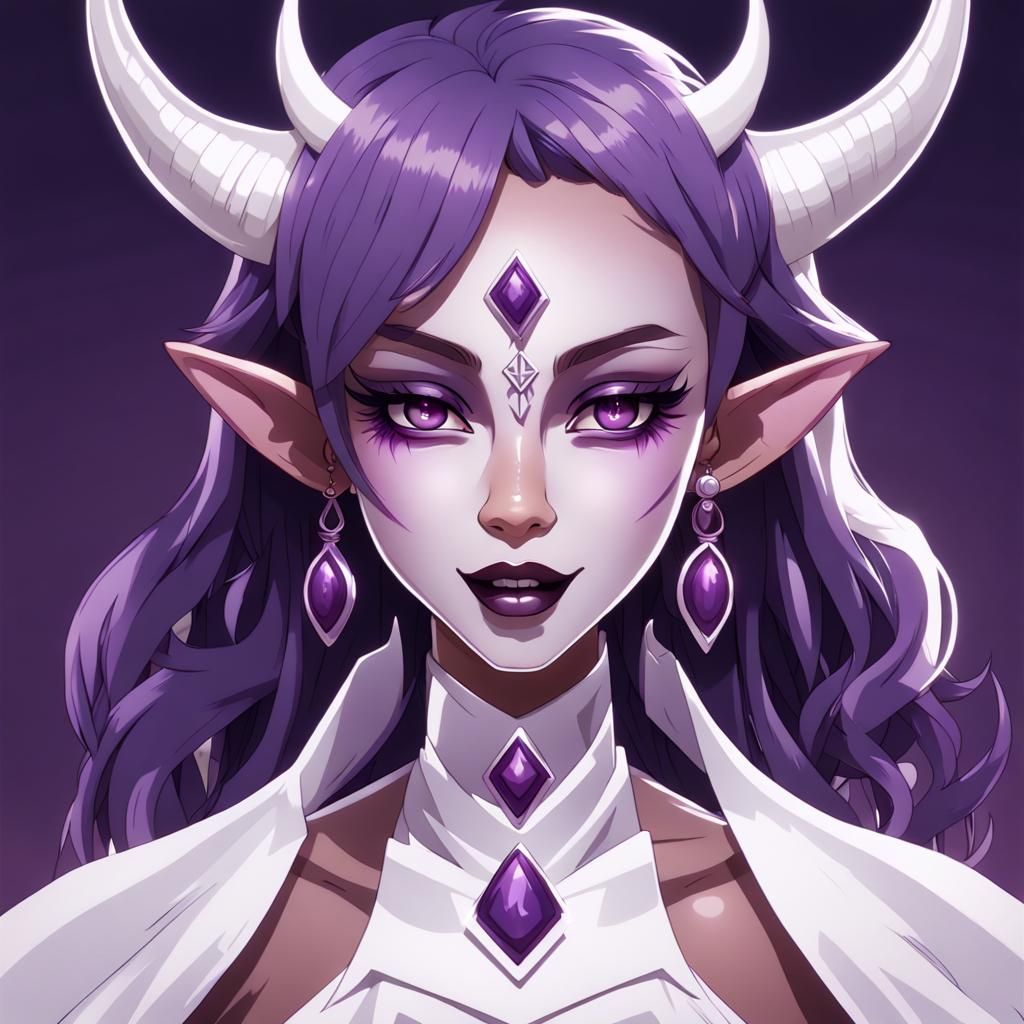 Purple Demon Girl with Celestial Cleric Dress