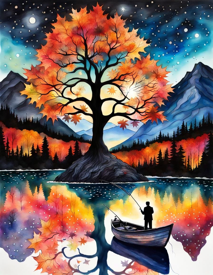 Tree of Life Double Exposure at Night