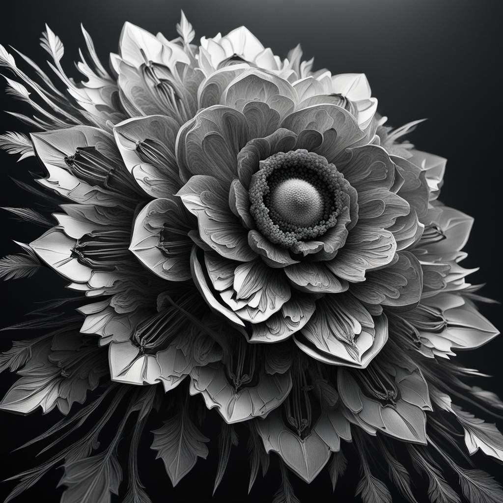 Minimalist Ethereal Floral Art in Cyberpunk Style