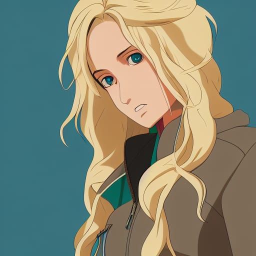 Anime Portrait of Blonde Latina in Studio Ghibli Style