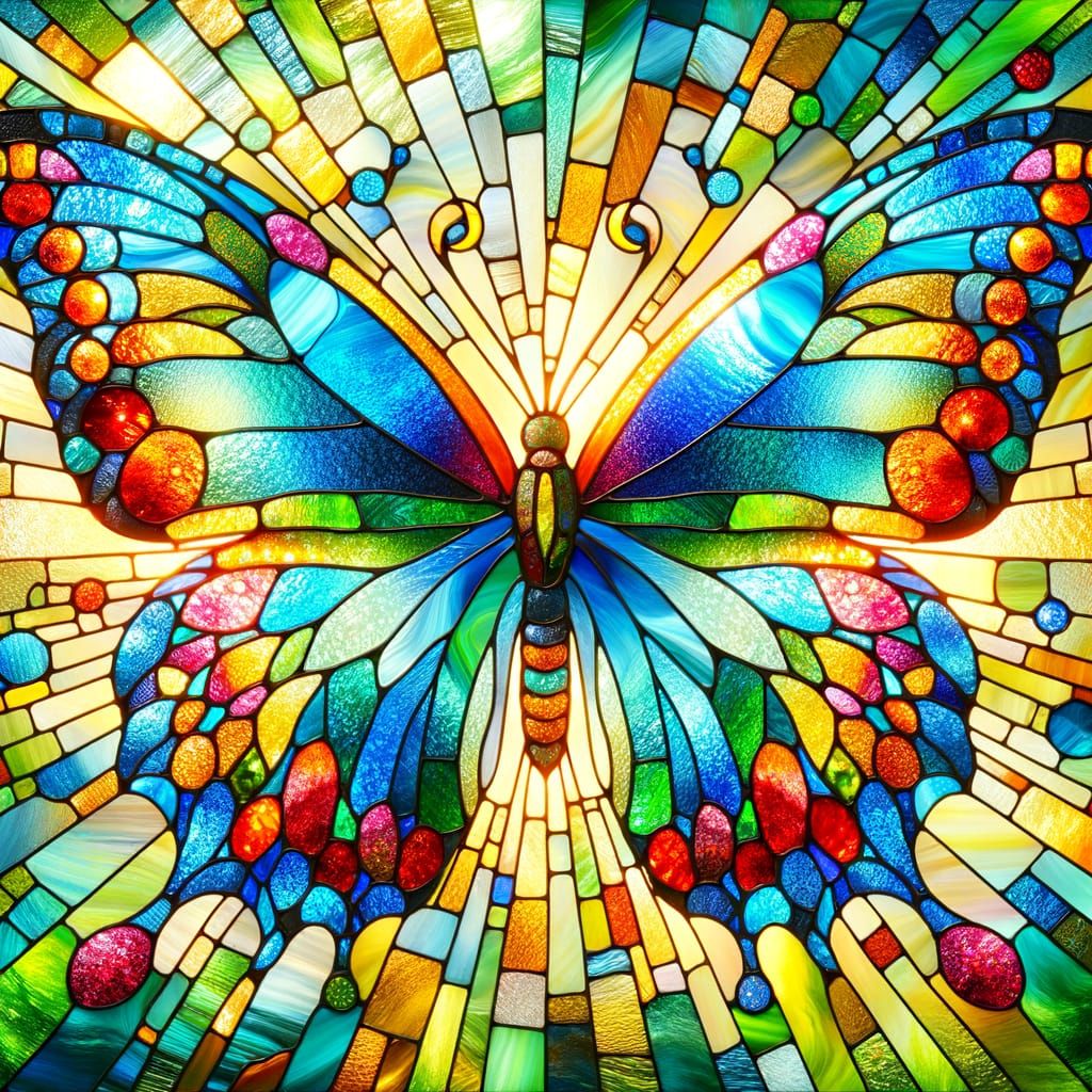 Vibrant Stained Glass Butterfly in Splendid Symmetry