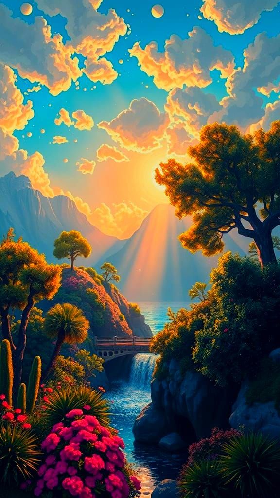 Acrylic Masterpiece of Hyper Realistic Futuristic Landscape