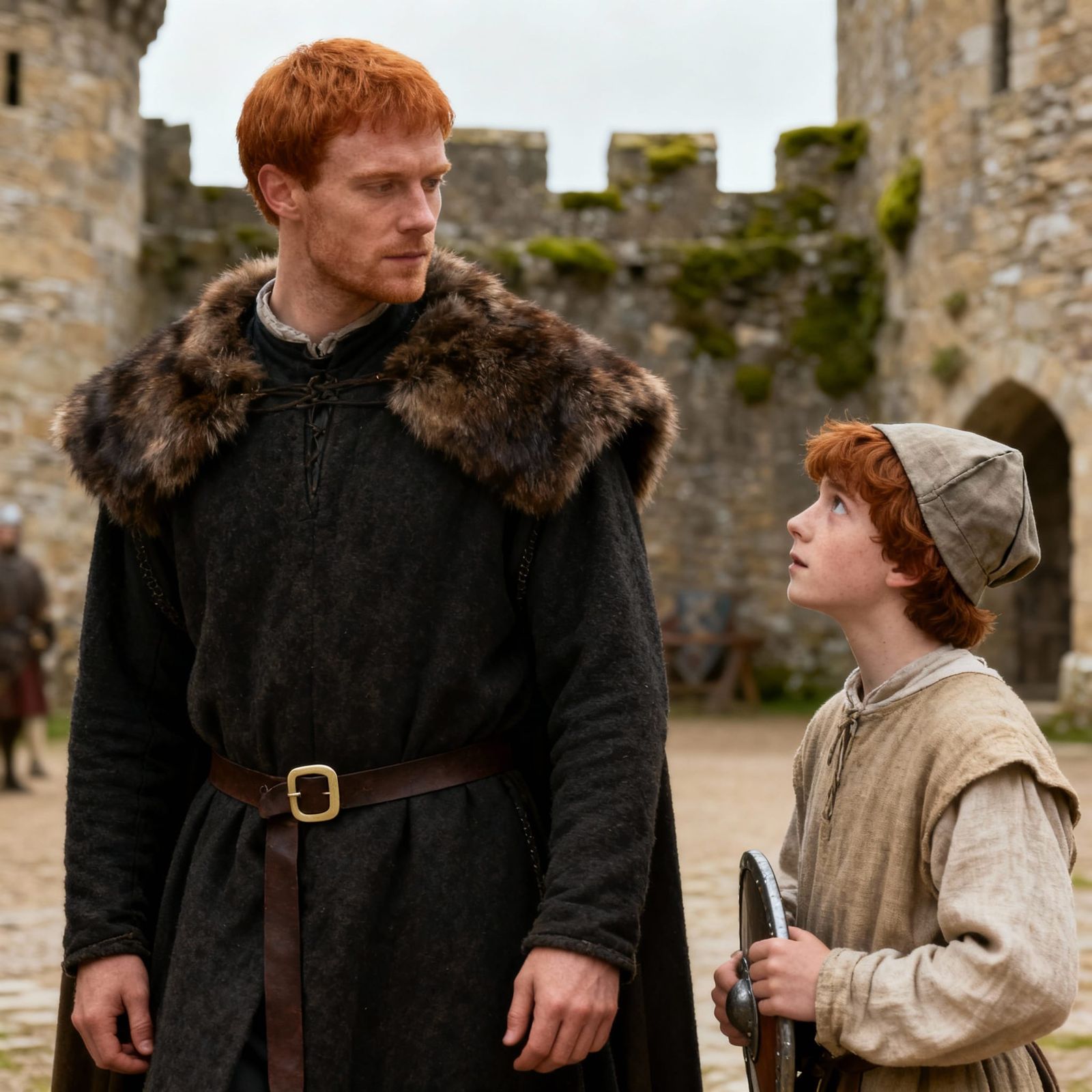 Medieval Lord and Page in 1400s Attire