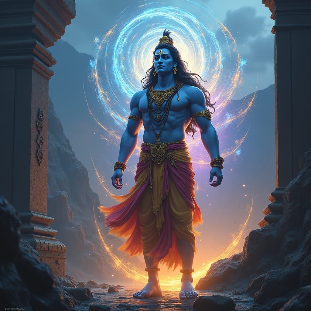 Lord Shiva in Ancient, Mystical Himalayan Temple