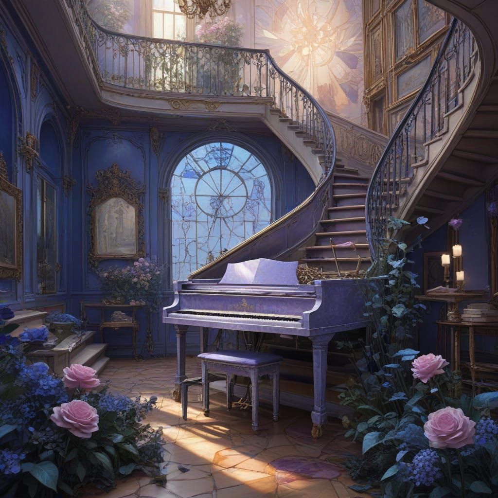 Whimsical Piano Staircase Ascends to Celestial Heavens