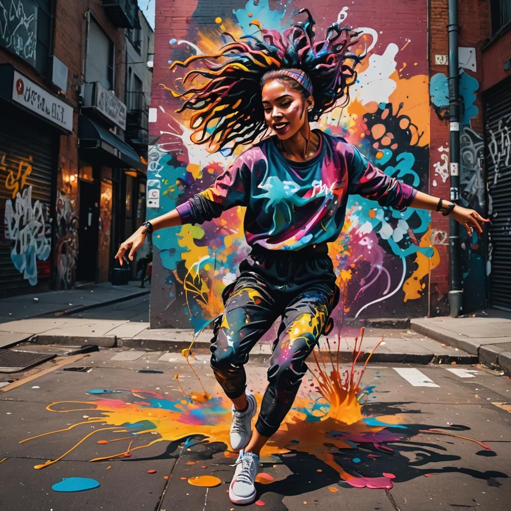 Vibrant Street Art Dancer in Motion