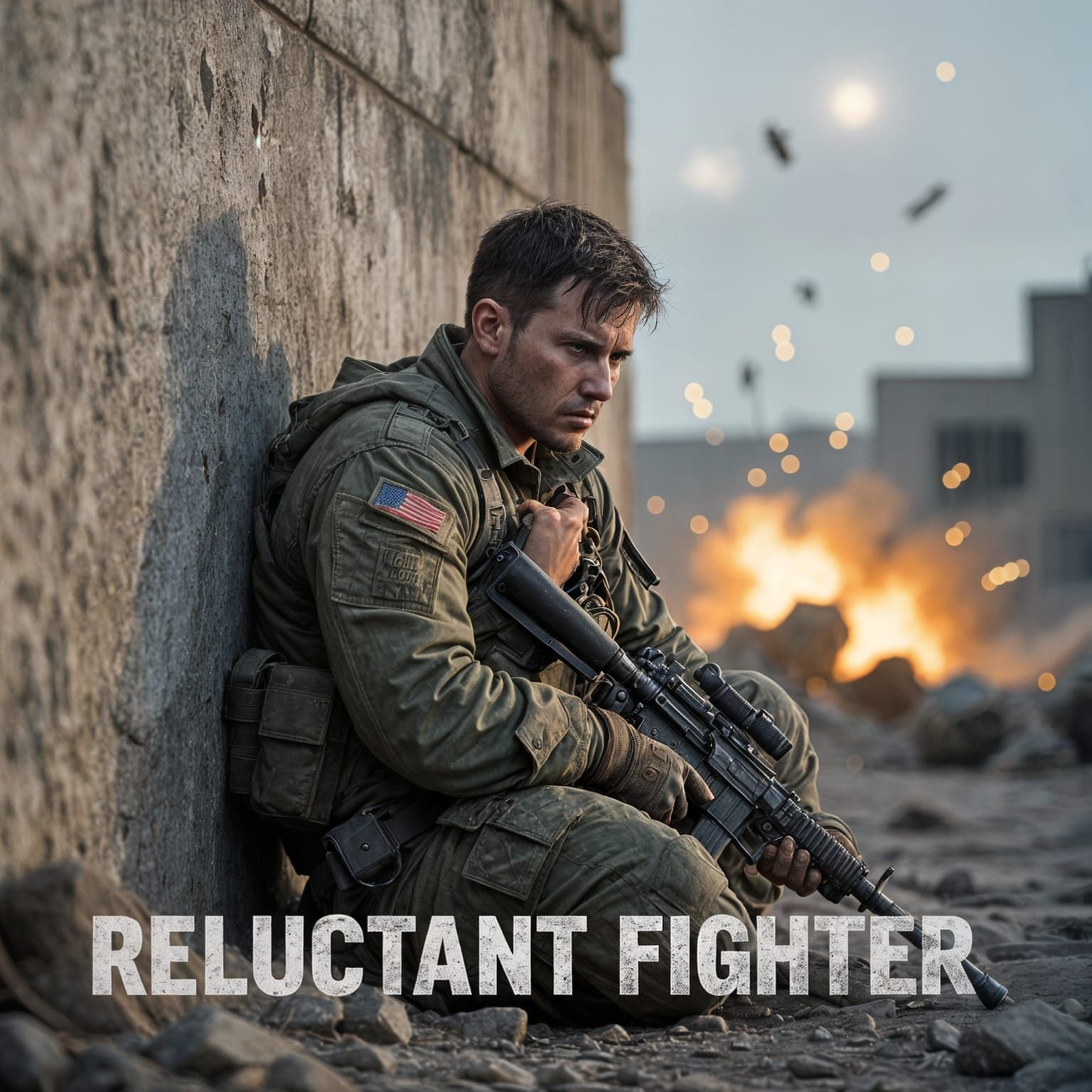 Reluctant Fighter: Soldier in Gritty Realistic Style