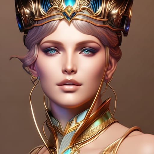 Goddess of Time Portrait in Hyperrealistic Detail