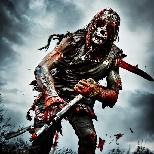 Menacing Zombie Warrior in Sharp Focus