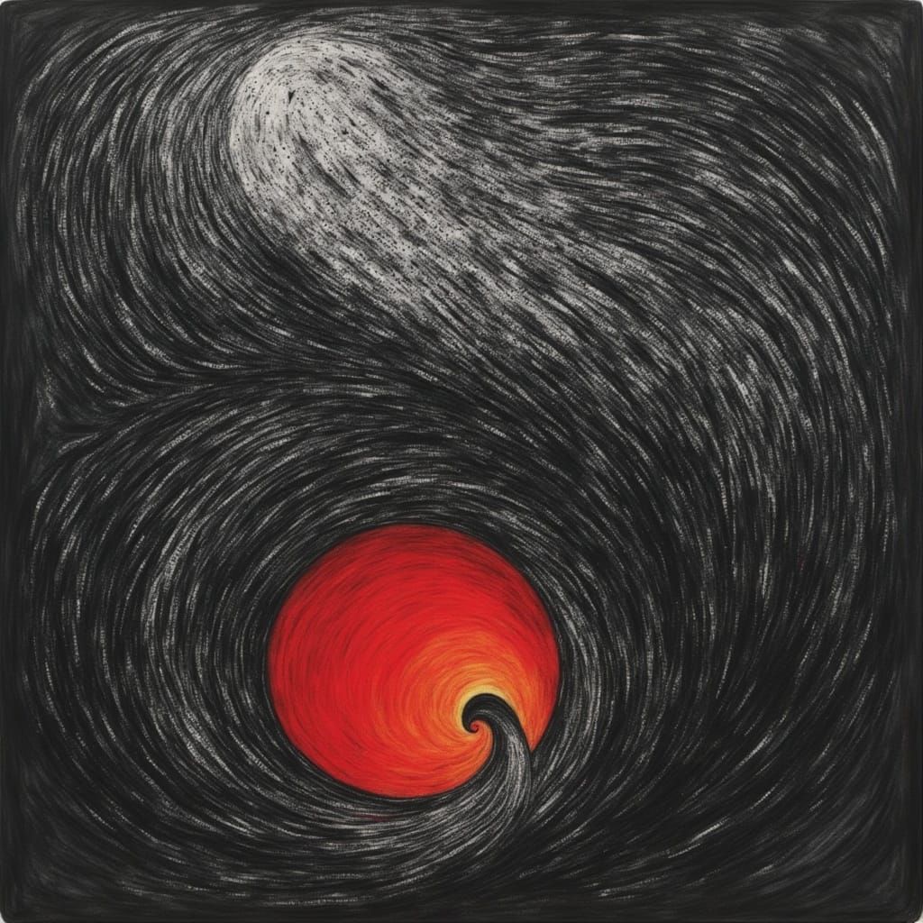 Infinite Psychedelic Landscape in Distressed Charcoal Style