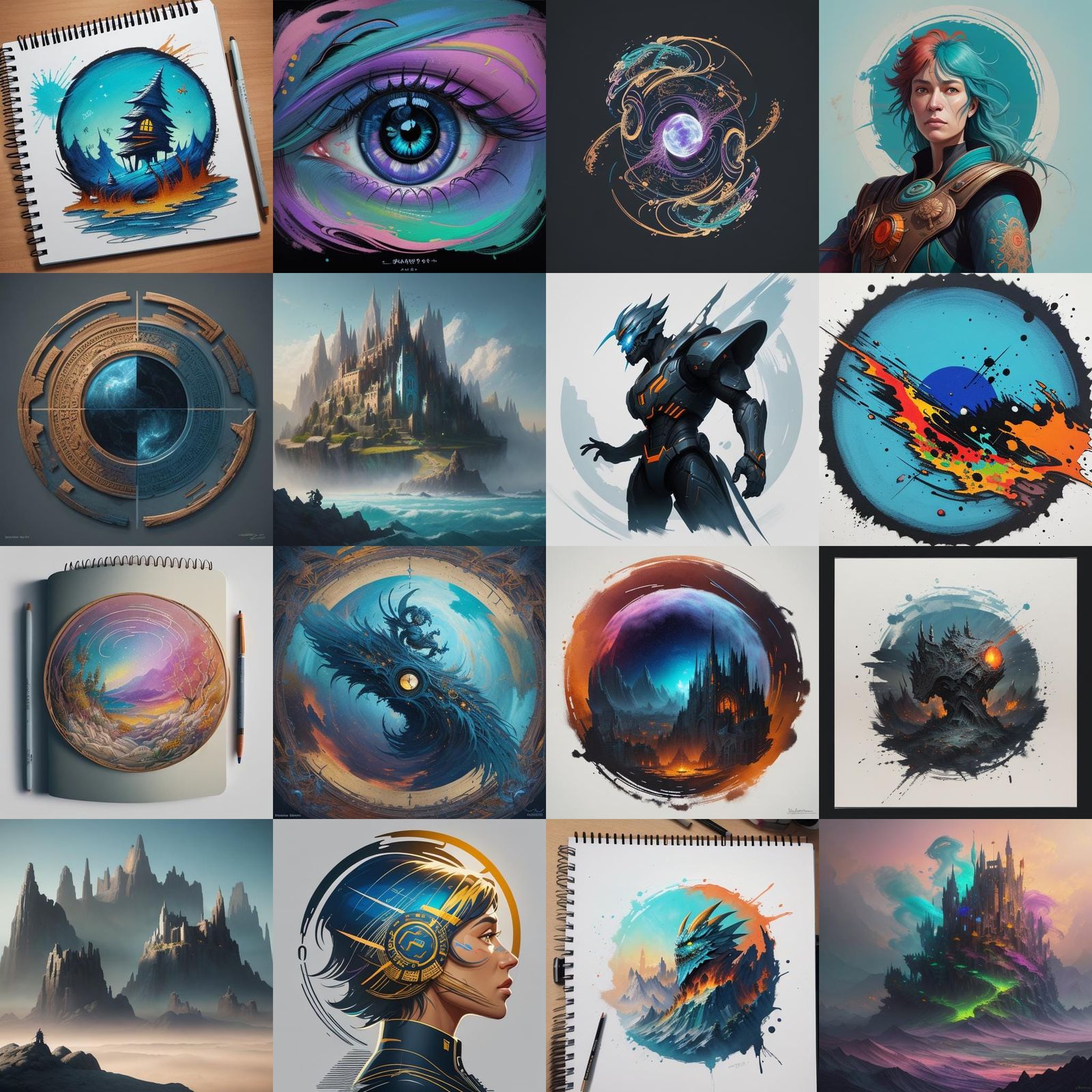 Detailed Matte Painting of Doodles and Scribbles