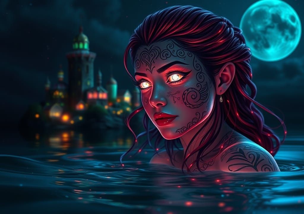 Bioluminescent Siren in Fabergé Glass Village
