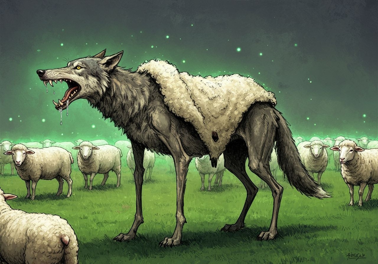 Craven Wolf in Sheep's Clothing Oil Painting