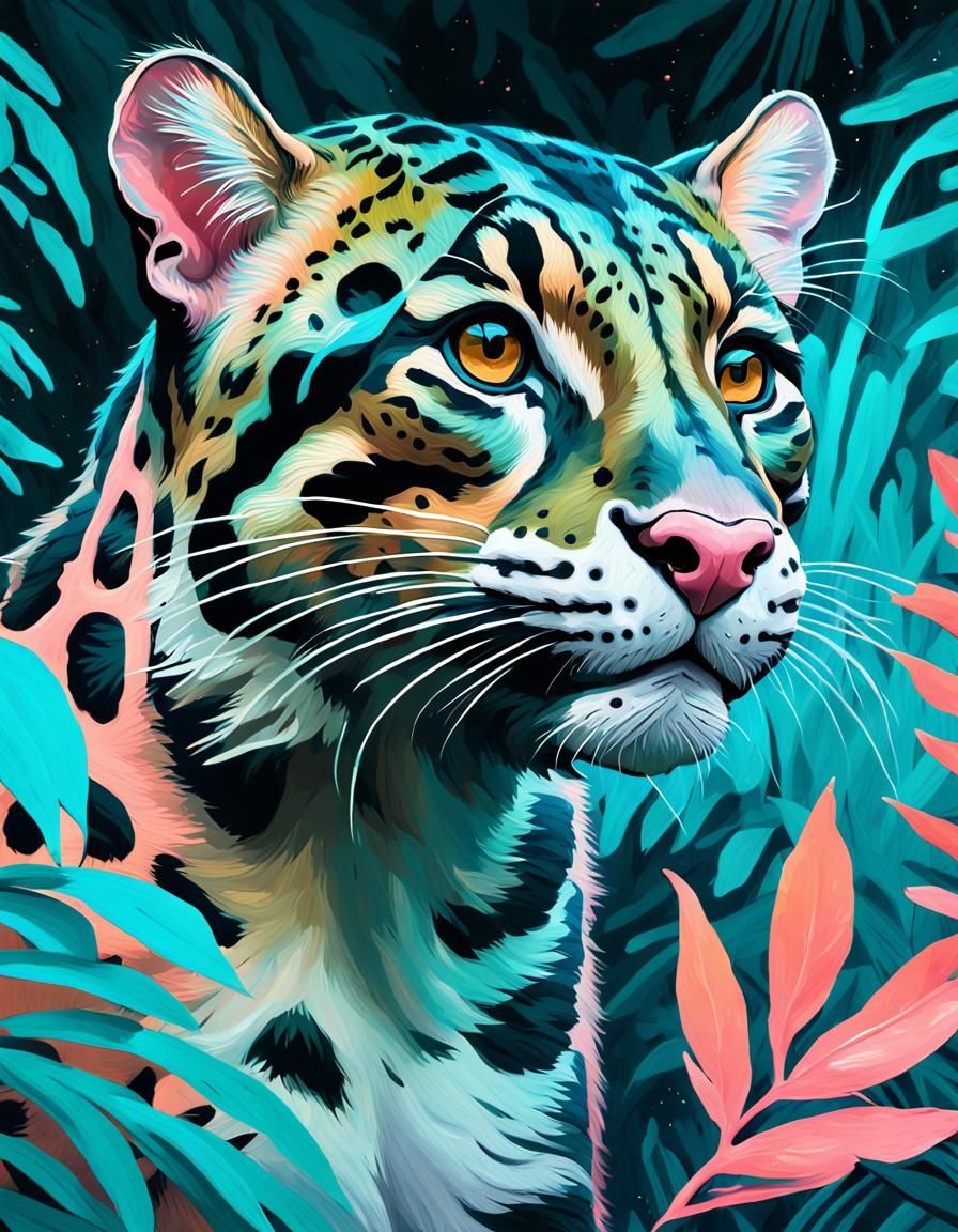 Closeup Peach Clouded Leopard