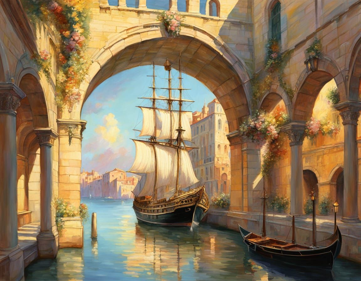Majestic Sailing Ship at Roman Port Archway