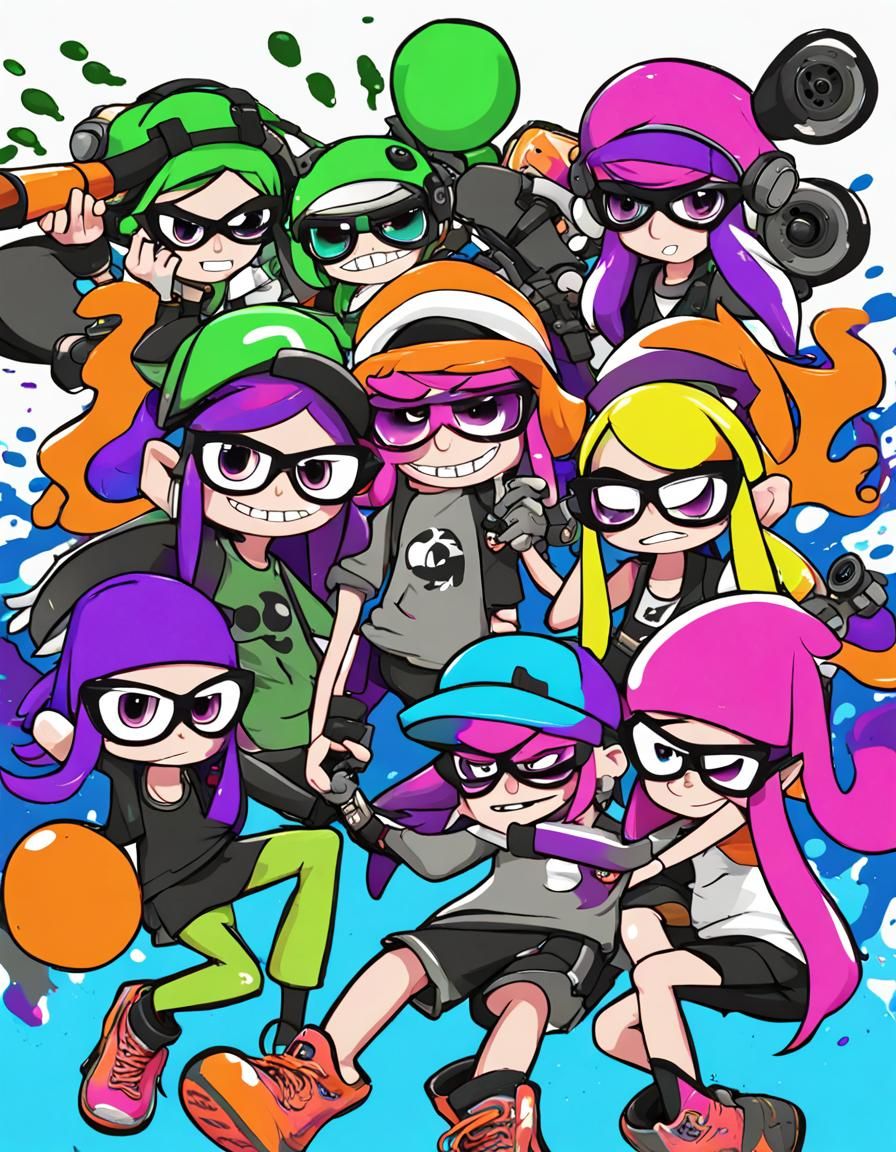Vibrant Splatoon Gang War Scene