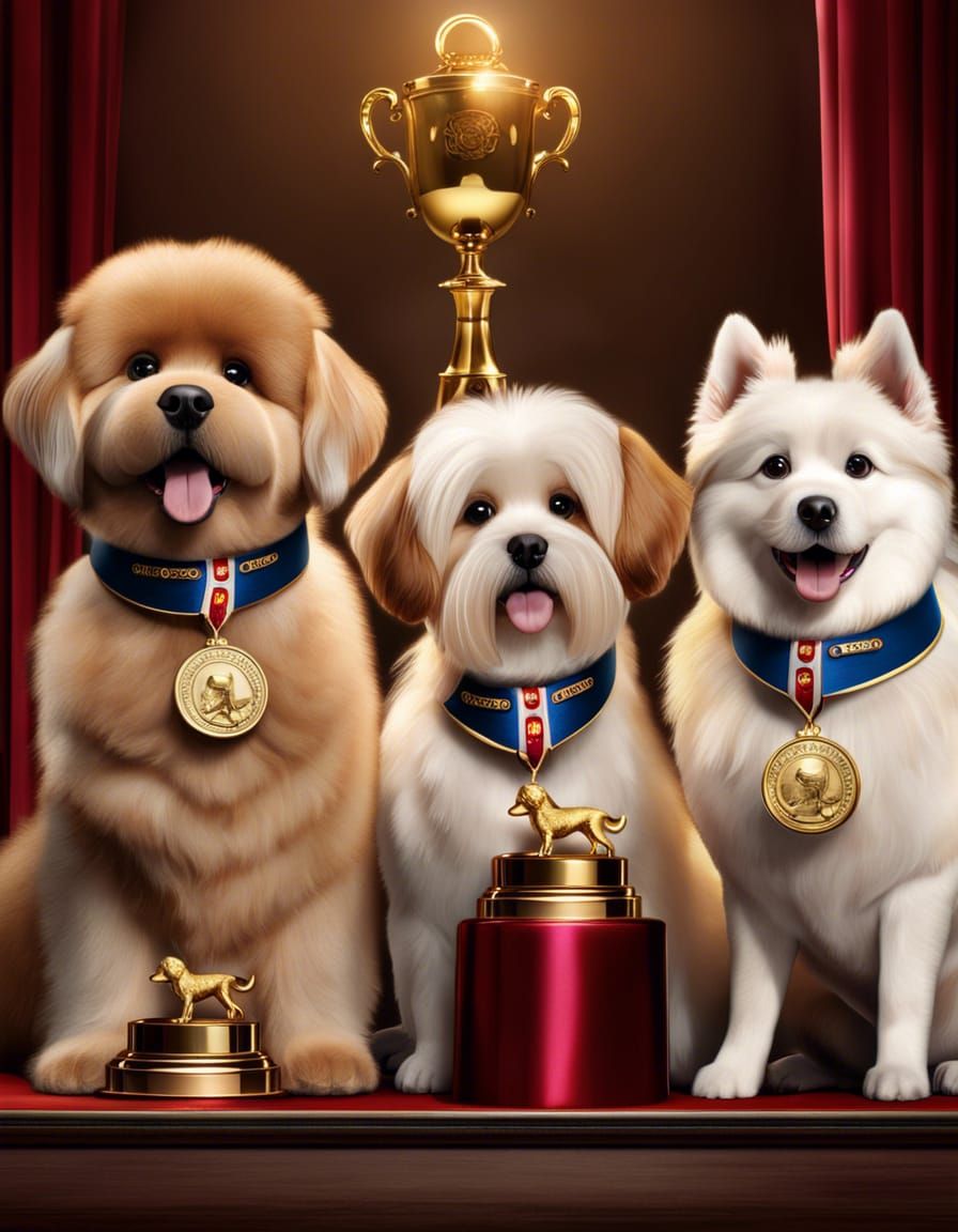 Fluffy Dogs Win at Dog Show