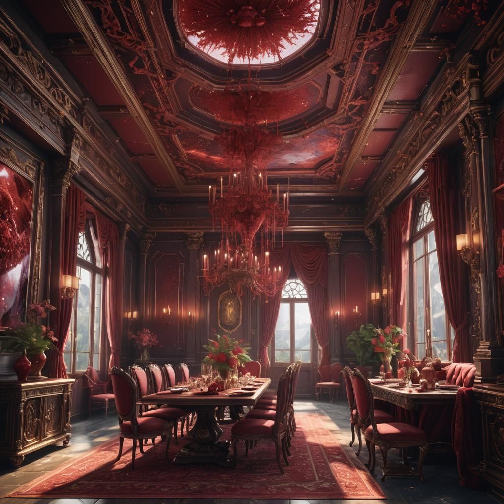 Fantastical Dining Room in Detailed Matte Painting