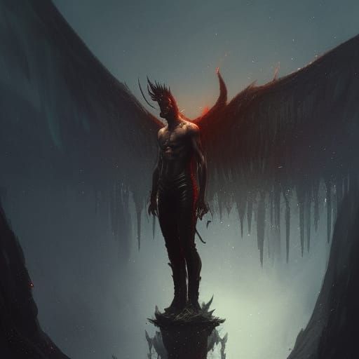 Lucifer on Water: Dark Fantasy Concept Art