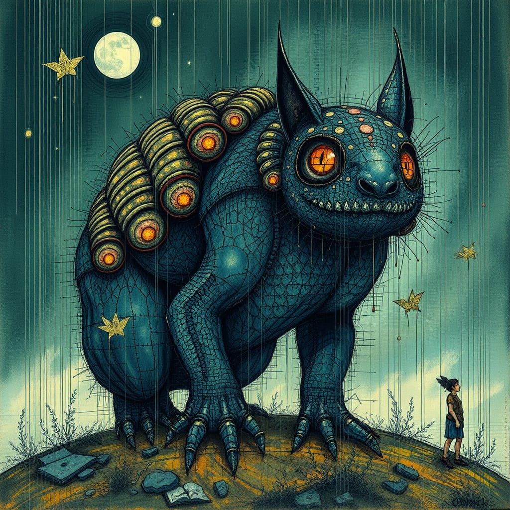 Surreal Transparent Totoro Heffalump in Mixed Media