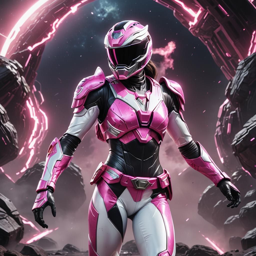 Black Space Ranger in Pink and Silver Suit