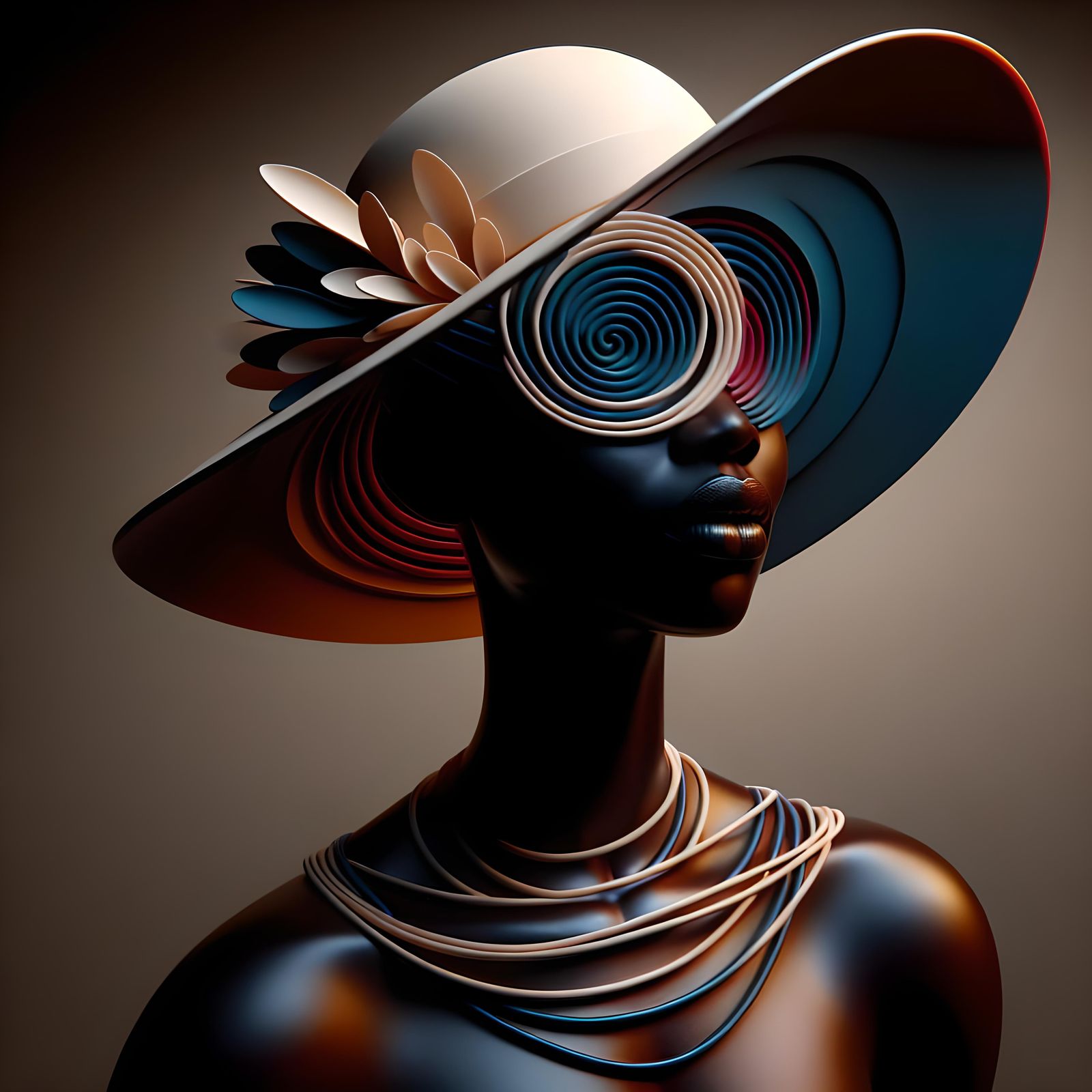 Minimalist 3D Image of an African Woman