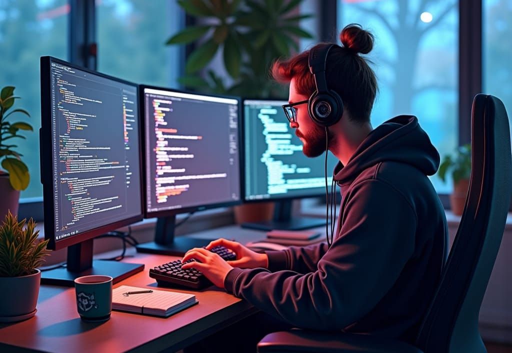 Web Developer in Stylish Home Office: Anime Style