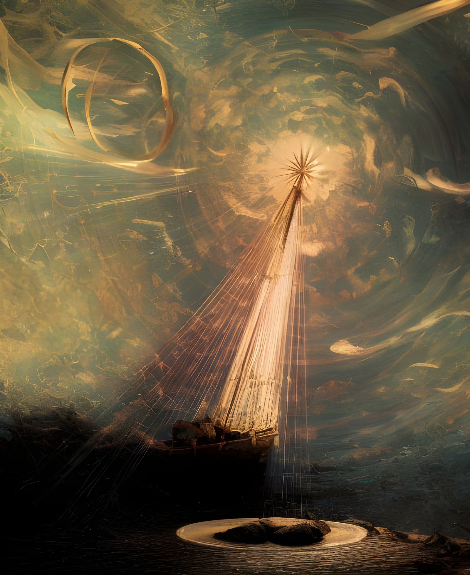 Surreal Precious Stone Inlay and Oil Painting