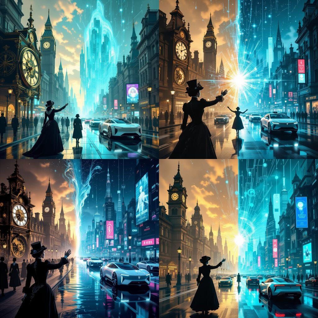 Victorian Era Meets Future Metropolis in Hyperrealistic Styl...