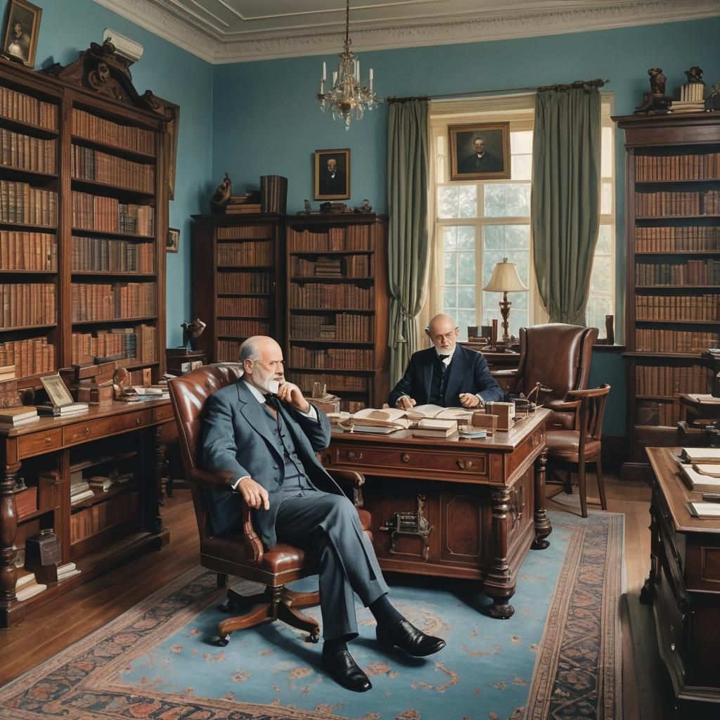 Victorian Office Scene with UFO, Freud Unaware