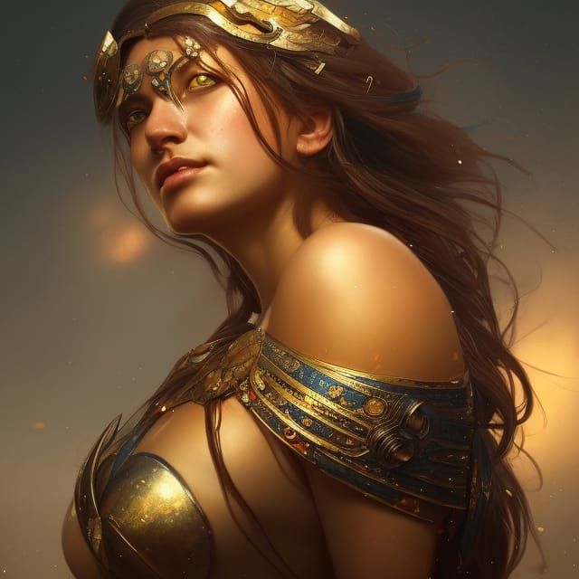 Hyperdetailed Portrait of Sun Warrior Princess