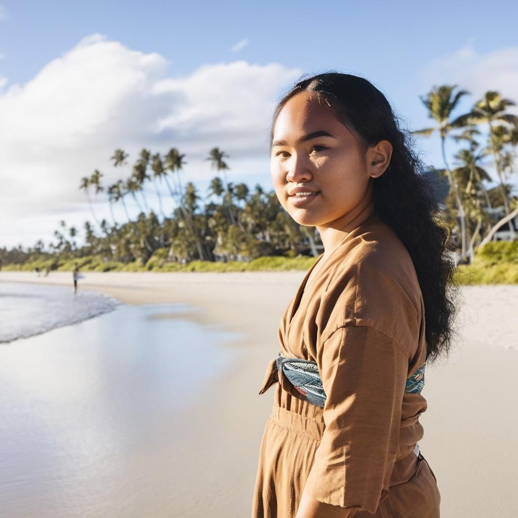 Pacific Islander on Tropical Beach