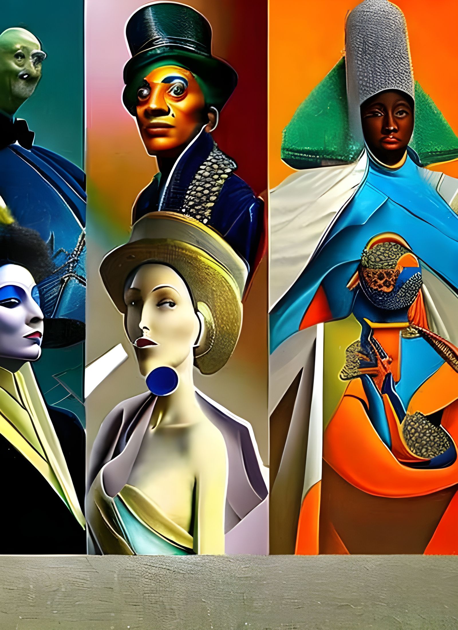 Surreal Folk Singers in Hyperrealistic Dreamscape