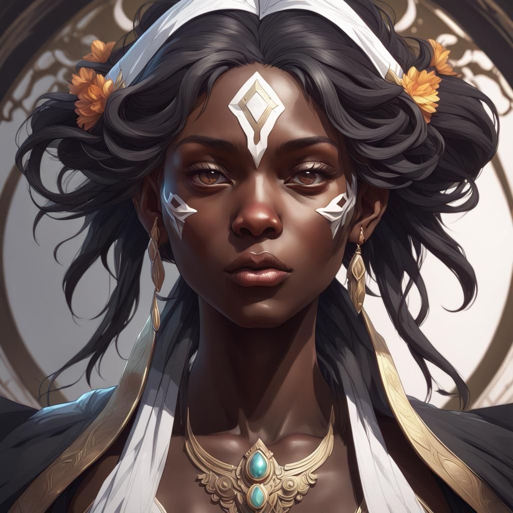 Detailed Portrait of Black and White Kokoni