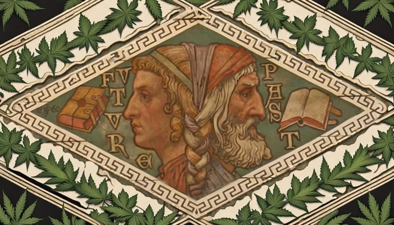 Janus at Cannabis Labyrinth Gate: AI Generated Image