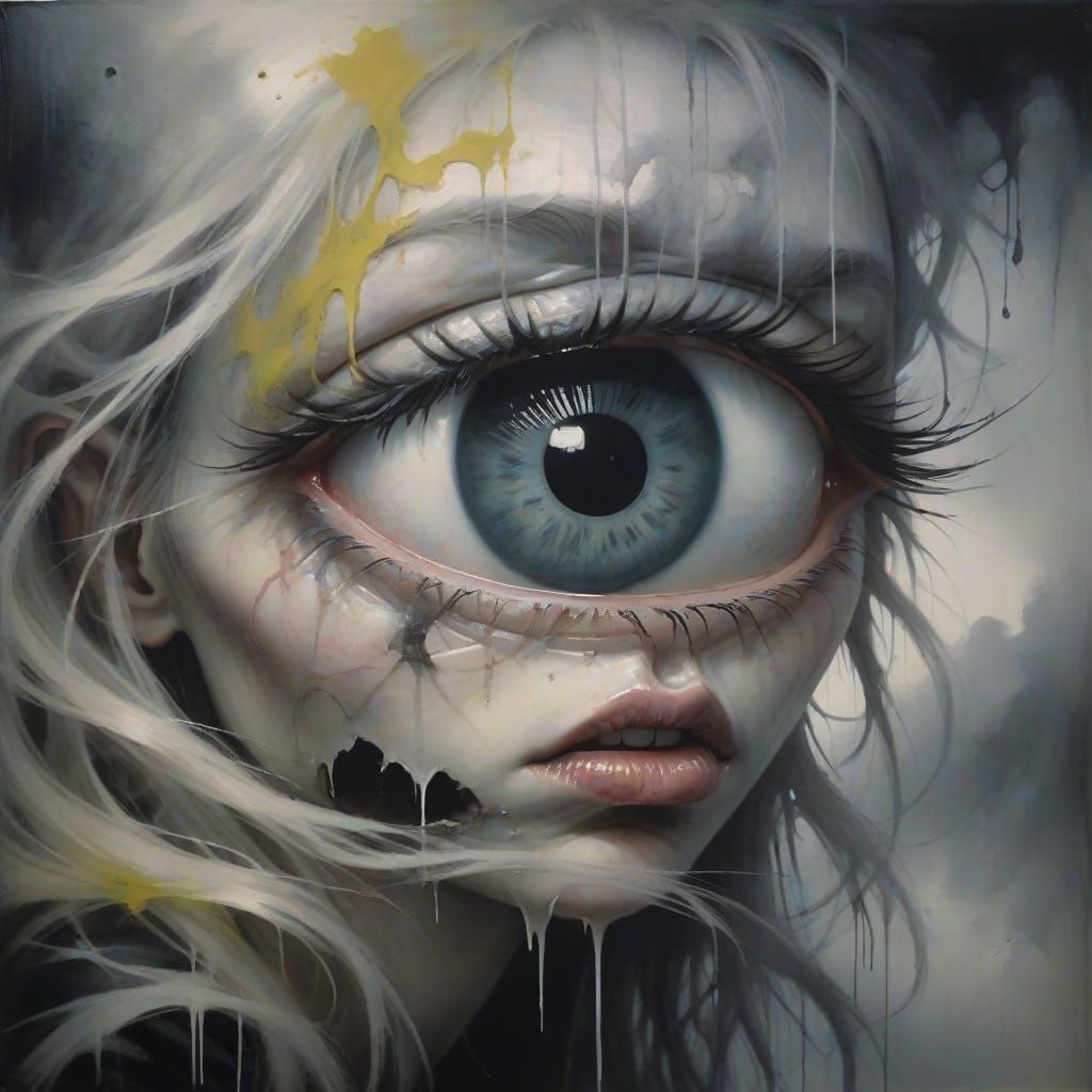 Surreal Portrait of a Girl with Swollen Eye