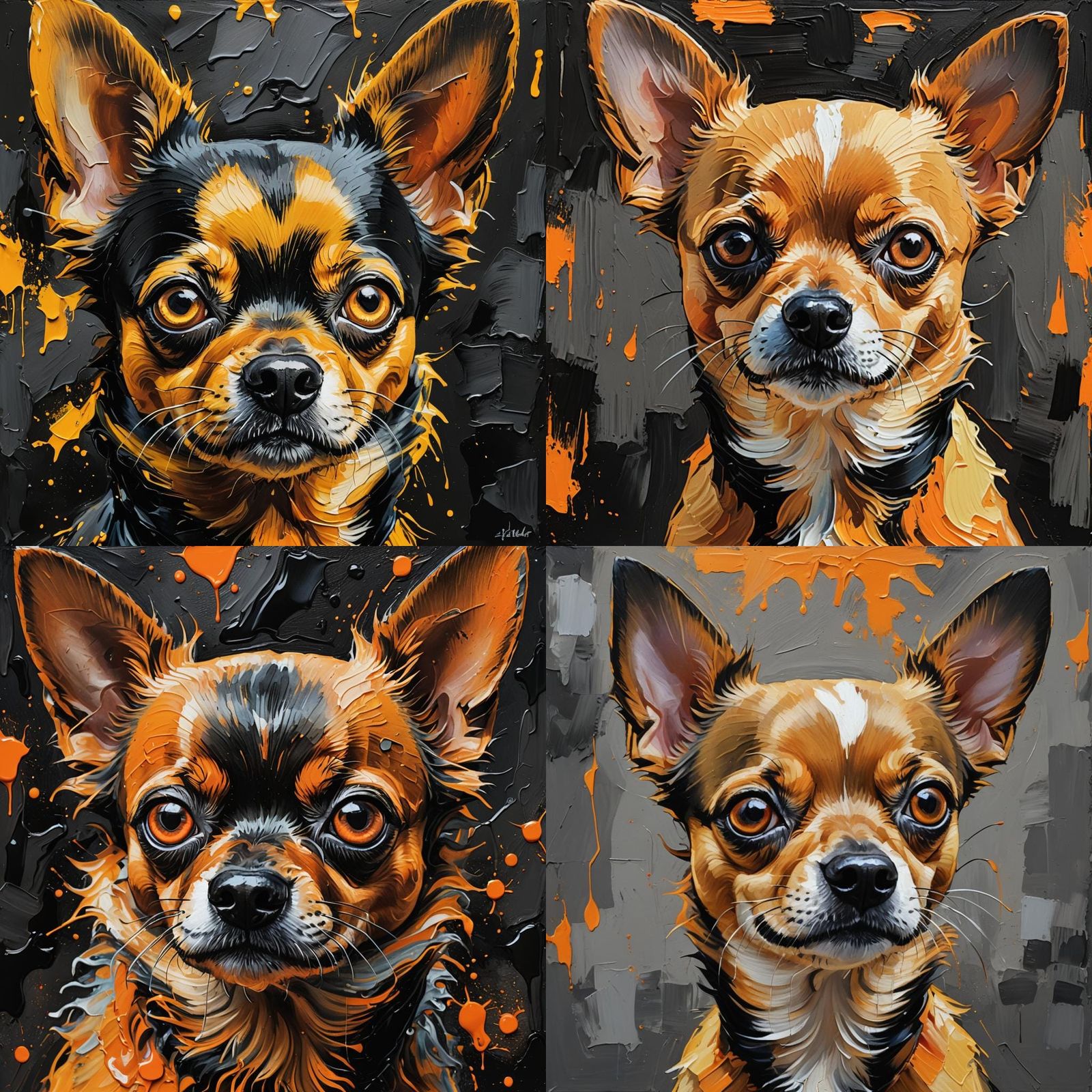 Monochrome Chihuahua Head in Abstract Expressionism