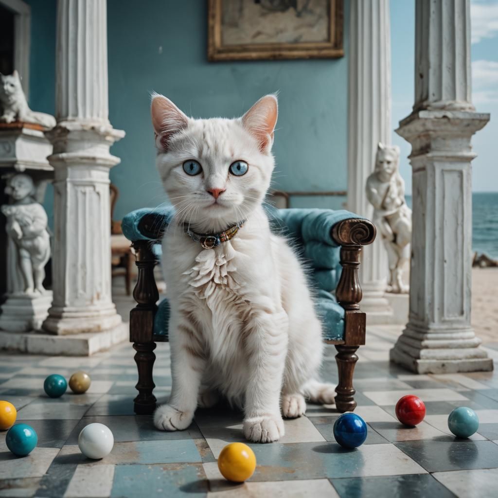 Surreal Chessboard World with Alien Woman