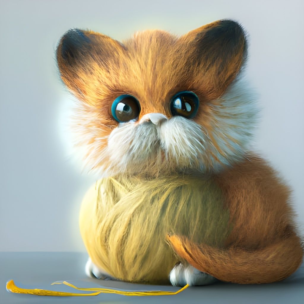 Yarn Sculpture of a Cute Baby Cat