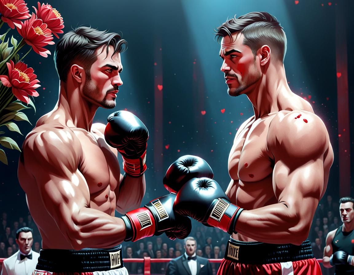 Boxer Celebrates Victory with Flowers: Hyperrealistic Art