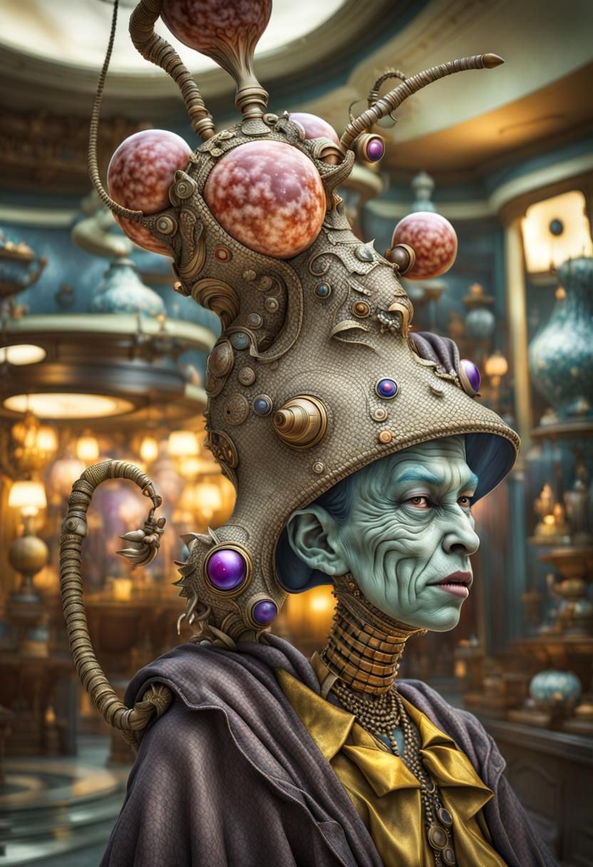 Extravagant Alien Characters in Bizarre Cosmic Dreamscape