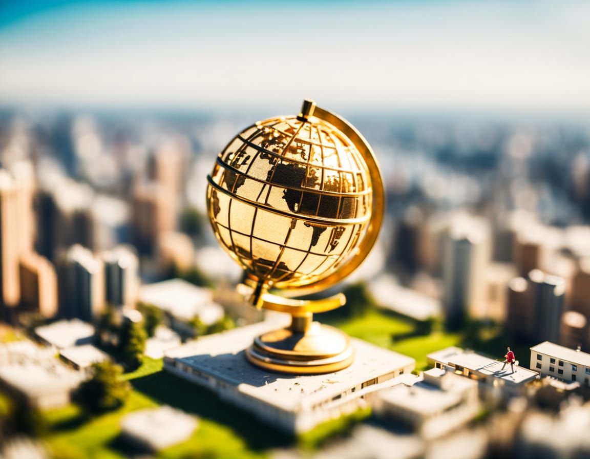 Miniature Multidimensional Golden Globe in Tilt-Shift