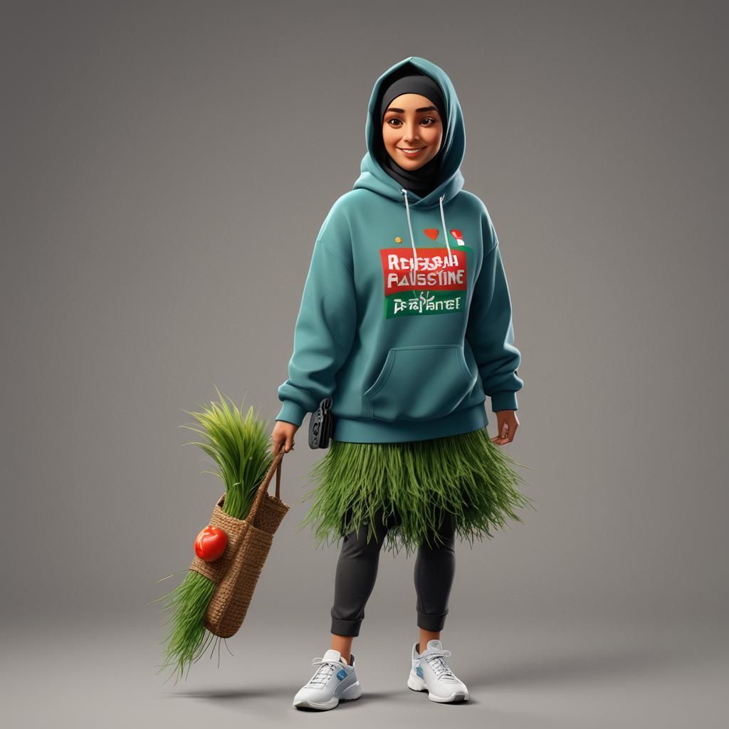 3D Render of Muslim Woman in Hoodie as Digital Art