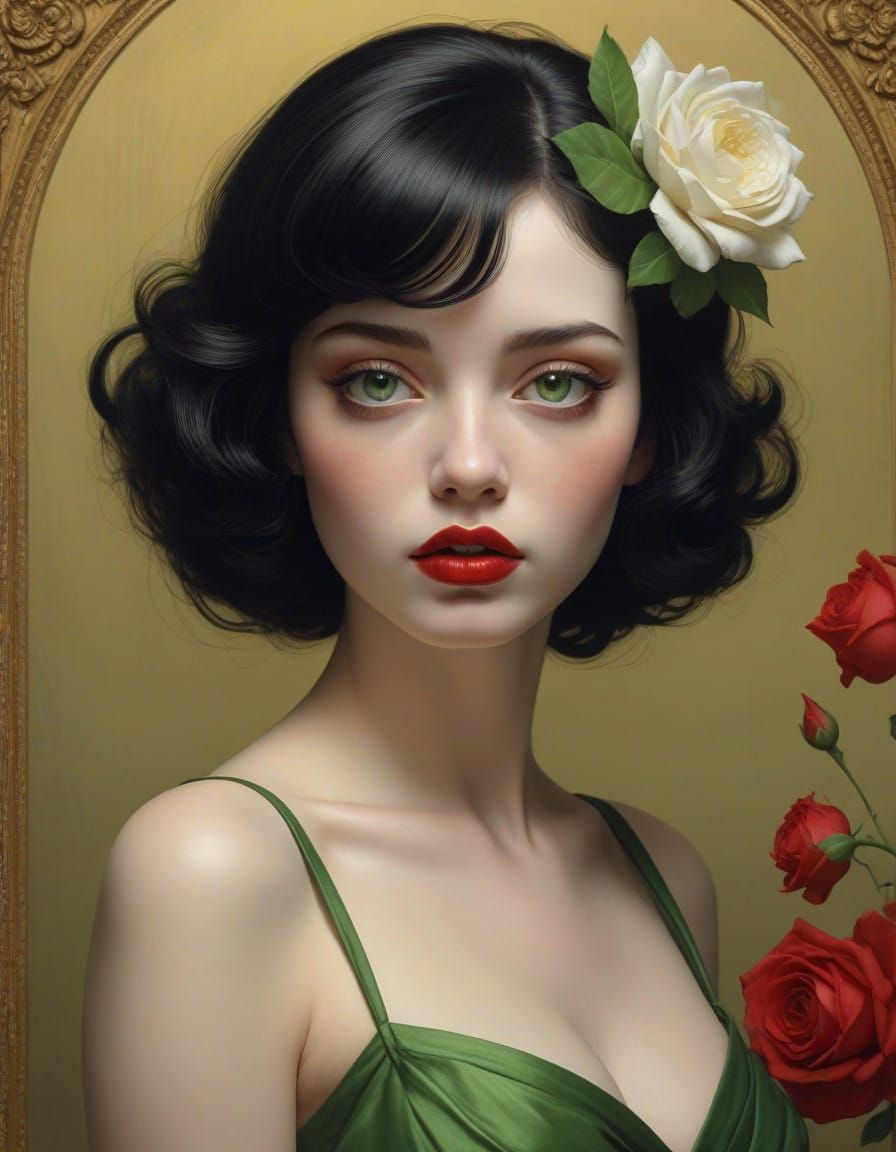 Ethereal Metarealist Portrait of Vintage Beauty