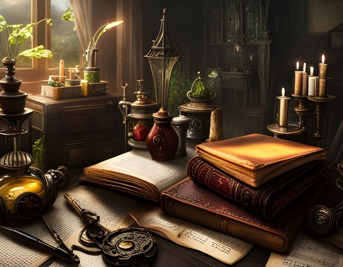 Dreamy Alchemist's Lab in a Colorful Fairytale Style