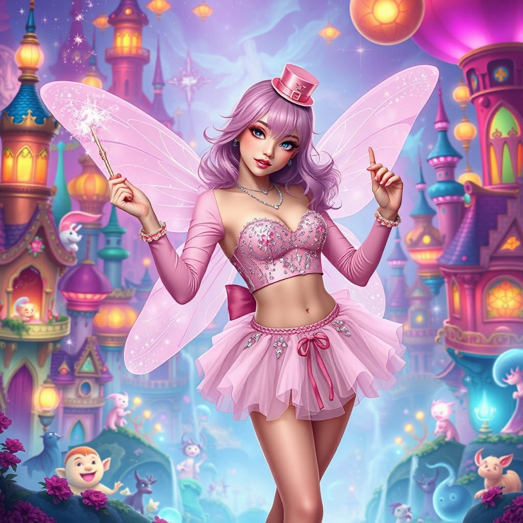 Sparkling Fairy Girl in Vibrant Magic World