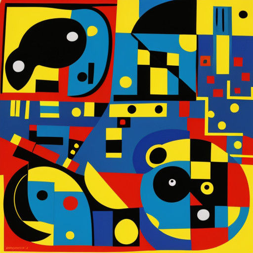Vibrant Geometric Abstraction in Miro's Style
