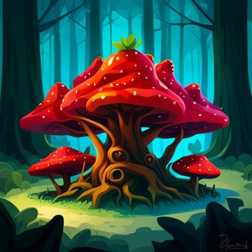 Strawberry Mushroom Treehouse in Enchanted Forest