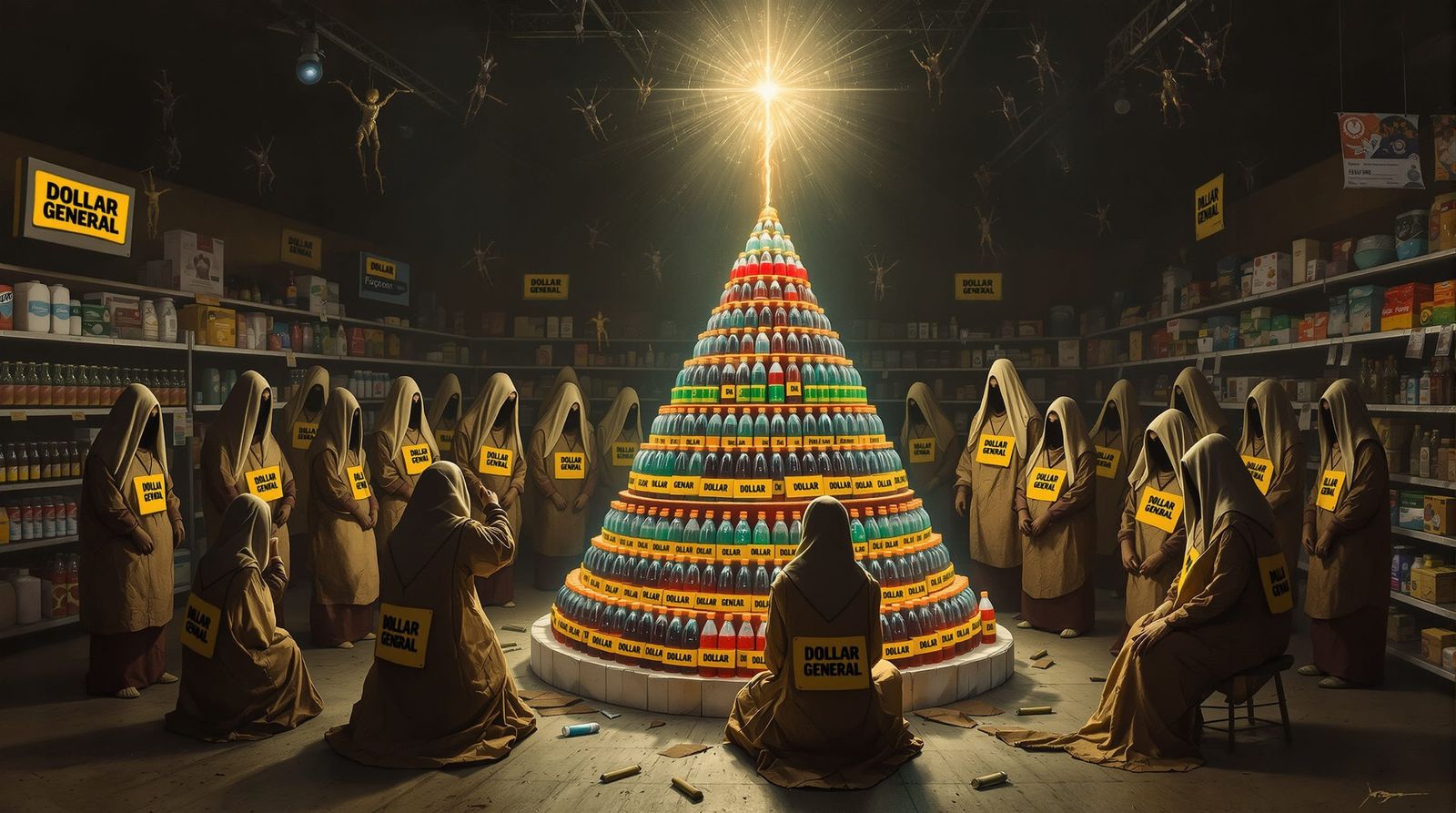 Dollar General Cult Ritual Oil Painting